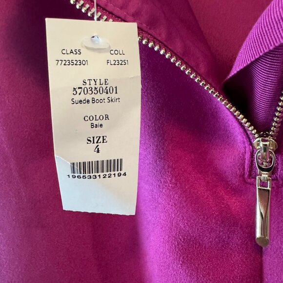Skirt Suit Set Deep Fuchsia Suede Jacket & Skirt - Picture 7 of 10